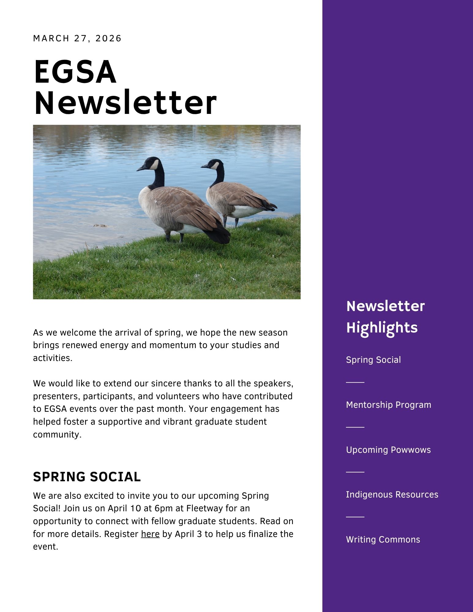 EGSA Newsletter March 2026