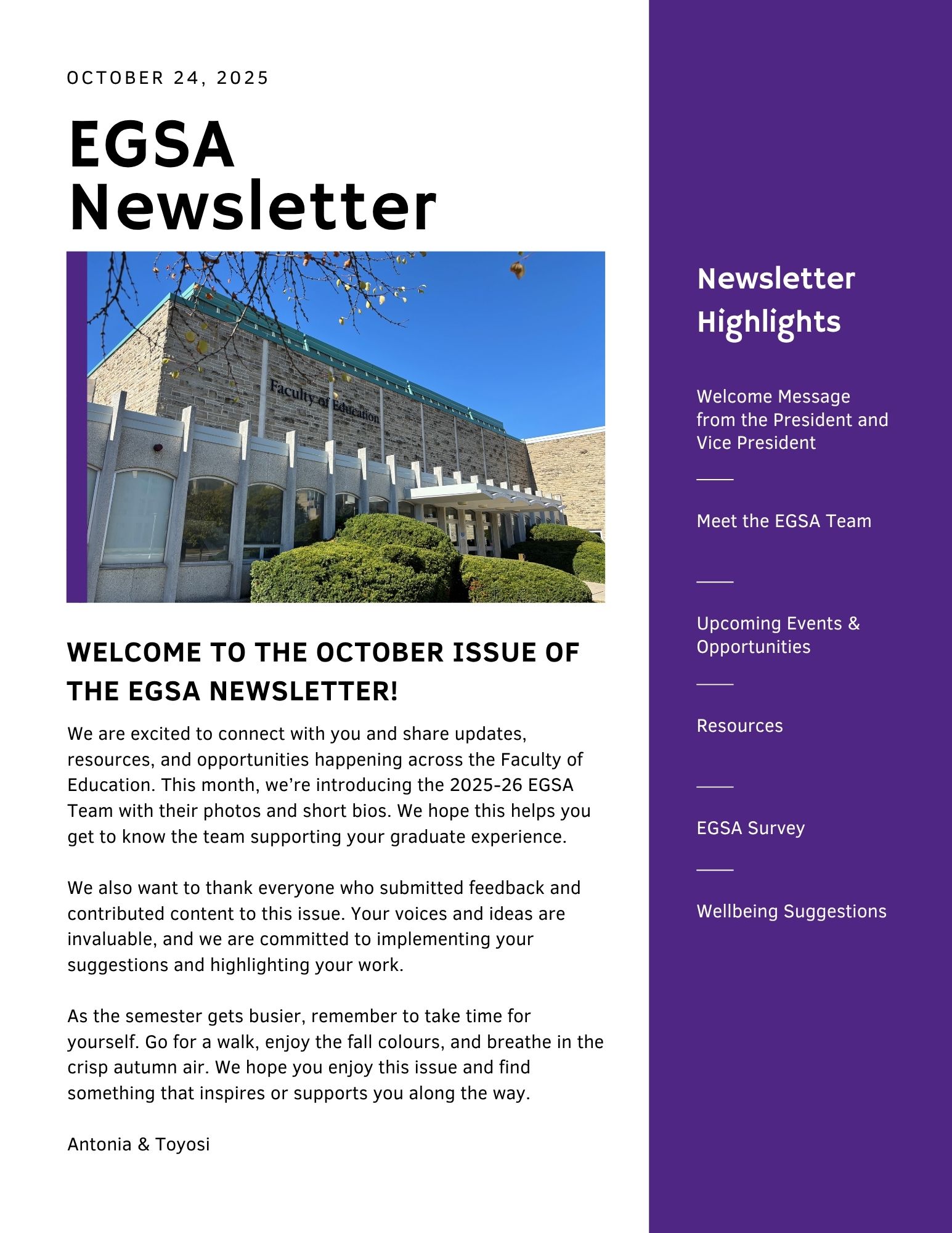 EGSA Newsletter October 2025