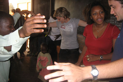 Joining in the welcome dance from the Association of Women Who Agree to Change (Photo: Carissa MacLennan and Claudine Bonner)