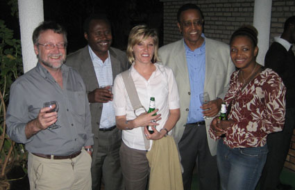 Interns with administration of the National University: the Vice-Rector of Academics, the Vice-Rector of Administration and Finance and the Rector(Photo: Carissa MacLennan and Claudine Bonner)