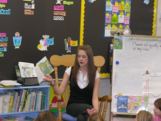 B.Ed. student presents her storytelling lesson 